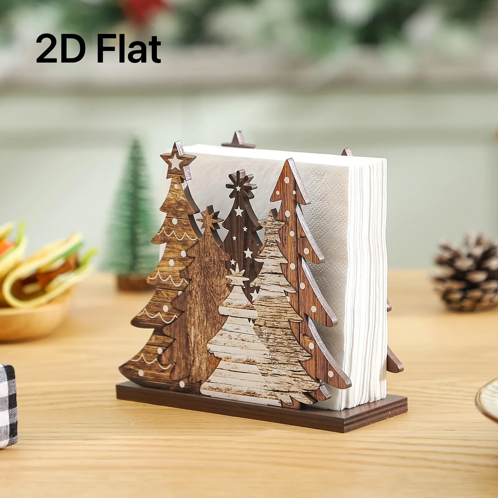 Christmas Tree Napkin Holder, Wooden Napkin Holder, Rustic Style Table Decor, Perfect for Holiday Dining, Adds Festive Touch to Your Table