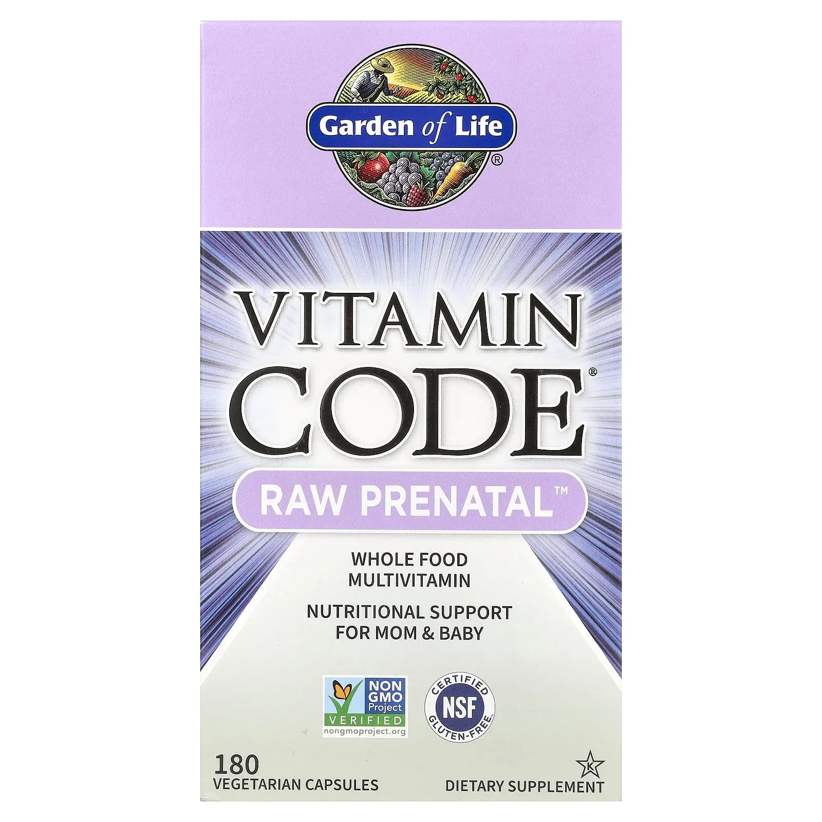 Garden of Life Vitamin Code®, RAW Prenatal™, 180 Vegetarian Capsules | HSA/FSA Eligible