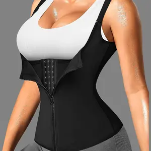 Women's Sports Waist Trainer Belt, Zipper Closure Body Shaper, Chest Support Tank Top, Abdominal and Waist Shaping Slimming Shirt Fitness Shapewear