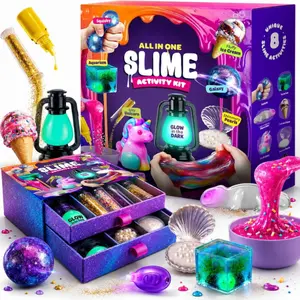 Summer Sprig Gift Slime Kit for Girls Ages 8-12 - All-in-One DIY Slime Making Kit, Galaxy Unicorn Glow-in-the-Dark Slime Set, Birthday Gift for Tween Girls 8 9 10 11 12