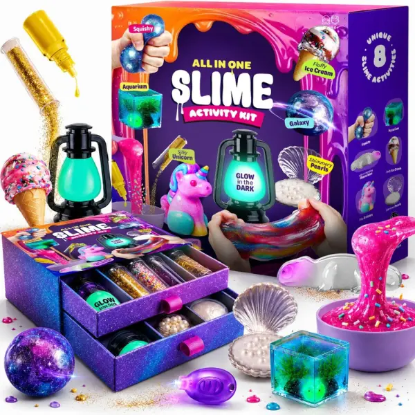 Summer Sprig Gift Slime Kit for Girls Ages 8-12 - All-in-One DIY Slime Making Kit, Galaxy Unicorn Glow-in-the-Dark Slime Set, Birthday Gift for Tween Girls 8 9 10 11 12