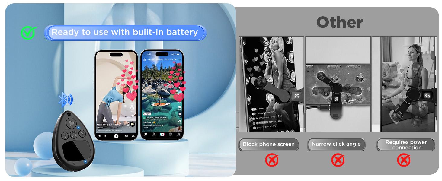 Bluetooth Auto Touch Auto Clicker, Wireless Smart Tapper, Rechargeable for TikTok Live & Social Tasks