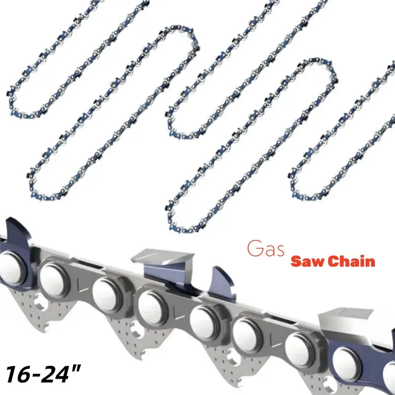 5Pcs Heavy Duty Universal Gas Chainsaw Replacement Chain Set, German Steel, Multi-Size 16"/18"/20"/22"/24", 3/8" LP Pitch, .058" Gauge, Sharp Wear-Resistant Smooth Teeth, Low Kickback High-Quality Spare Parts for Tree Trimmings, Firewood Cutting