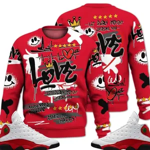 Retro 13 Chicago Sweatshirt, Chicago 13s Outfits, Happy Love Beats Graffiti Streetwear Unisex Sneaker Matching Shirts