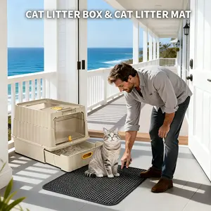 2-in-1 cat litter box, convertible cat litter box, drawer type cat litter box, enclosed cat litter box, easy clean cat litter box, cat litter box with mat, odor control cat litter box, large cat litter box, pet litter pan, cat toilet