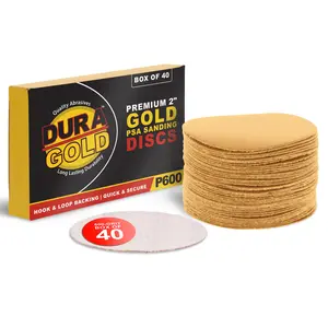 600 Grit - 2" Gold Hook & Loop Sanding Discs for DA Sanders - Box of 40