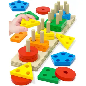 X-ITC25 Montessori Toys for 1 2 3 Year Old Boy Girl, Toys for Ages 2-4 Toddlers Kids Baby, 1 2 Year Old Birthday Gifts, Wooden Learning Puzzles Shape Sorter Toy for Toddlers 1-3