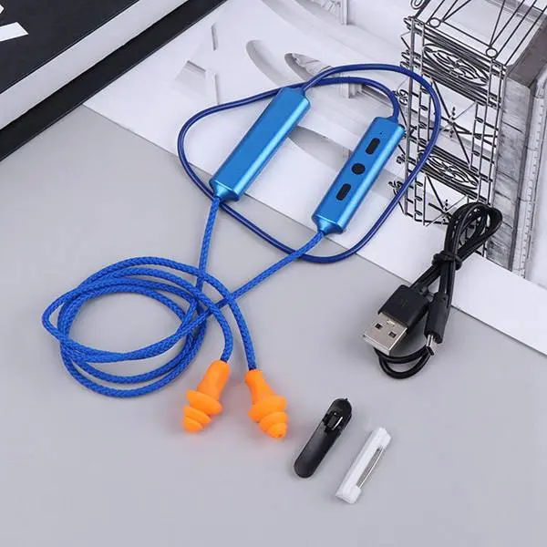 Rechargeable Active Noise Cancelling Wireless Earbuds Headset - 1 Bluetooth Audio Kit, Dual-Ear Connectivity, IP55 Rated, Plastic Silicone Shockproof, Team Intercom, Sound Isolation, Hands-Free, LED Light, Beam Mic, Charging Support, for Work (Orange)