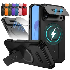 Magnetic MagSafe Smartphone Case with Kickstand, Shockproof Double-Layer Polycarbonate-TPU Casing, Camera Protection Cover for iPhone 11/12/13/14/15/16/17 Pro Max, Plastic Holder Mobile Phone Accessories (Mothers Day Gift, Gifts For Her, Summervibes) summ