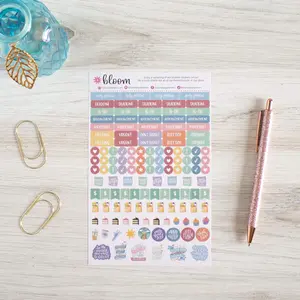 Bloom Promo Sticker Sheet - 116 Decorative Stickers Adhesive Material Paper for Planners & Crafts