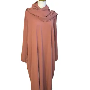 Khadijah 7.0 Abaya - Elegant Purple Abaya with Hooded Neckline and Long Sleeves for Women
