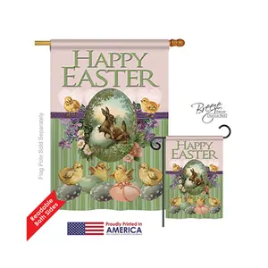 212 MAIN Double-Sided Vertical Hang Easter House Flag, 28x40in, Bunny & Chicks Design, Eco-Friendly Outdoor Garden Accessories, Home & Garden Decor