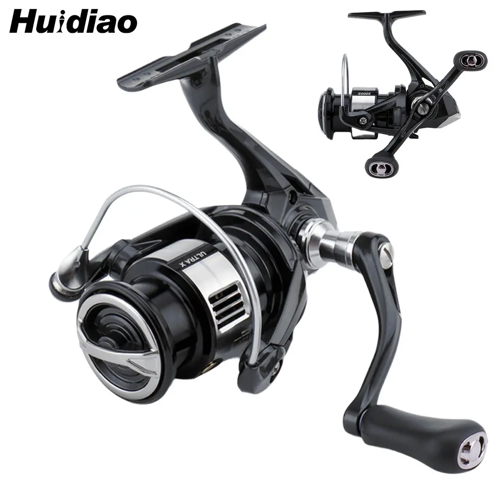 Huidiao Ultra X Lightweight Spinning Reel 1000-4000 Series Zero Play Lure Fishing Reel 7+1 Double Shielded Bearings for Smooth Casting 5.2:1 Gear Ratio Carbon Screw-in Single/Double Handle for Freshwater & Saltwater