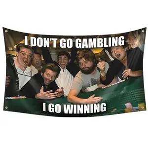Hangover Flag Solgan "IDON'T GO GAMBLING IGO WINNING "Wall Tapestry Signs for Living Room Bedroom College Dorm Men Cave Decor Banner Home Party Gift