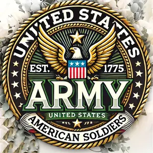 [Patriotic Memorial Sign] Durable 8x8 Inch Aluminum United States Army Memorial Sign |   1pc Classic Military Decor with Eagle & Stars Design, Patriotic Home Office Wall Decoration, Bold Patriotic Design