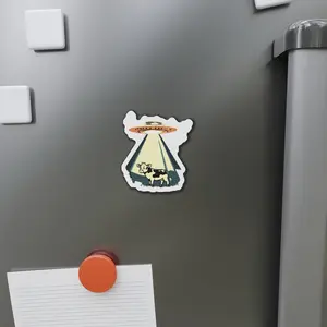 Abducted Cow by UFO Magnet, Car, Refrigerator, Laptop Magnet, Fridge decor, Alien, Cow, UFO, Home, Office Decoration, Birthday Gift
