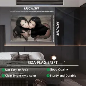 TIGERBABY Mega*N Fox and K*Ourtney Karda-Shian Flag Tapestry 3x5Ft with 4 Brass Grommets for Dorm Room Decor Outdoor Parties Gift Living Room Viva Color