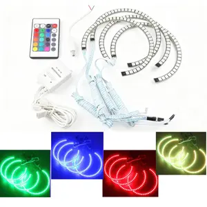 AKIHALO 4pcs 16 Multi-Color RGB 5050SMD LED Angel Eye Halo Rings for BMW E46 E36 E38 E39 3 5 7 Series Headlight Demon Eyes DRL High Brightness Low Power Consumption - Lightbar