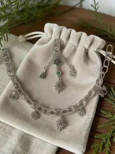Vintage Boho Style Silver Color Bag Charms & Keychains, Bohemian Style Set of Two with Unique Pendant Designs, Ideal Accessory for Bags & Keys