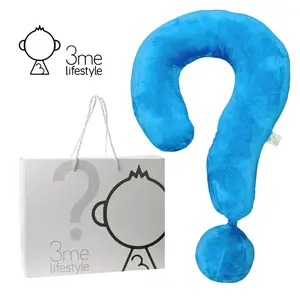 3me lifestyle Green Color Portable Question Mark Pillow Memory Foam Travel Neck Pillows Ergonomic Neck Support Cushion for Sleeping Rest on Airplane Car Train and at Office and Home Use