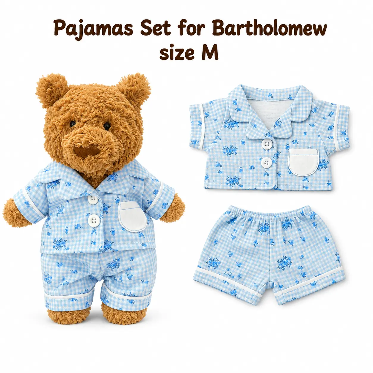 Pajamas Set for Bartholomew jellycat Size M, cute pajamas, ( Bear Not Included )