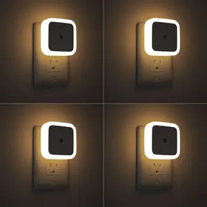 LED Night Light Plug in Wall 4 Pack Smart Sensor Dusk to Dawn 0.5W Energy Saving Auto On Off Warm White Cool White for Bedroom Hallway Bathroom