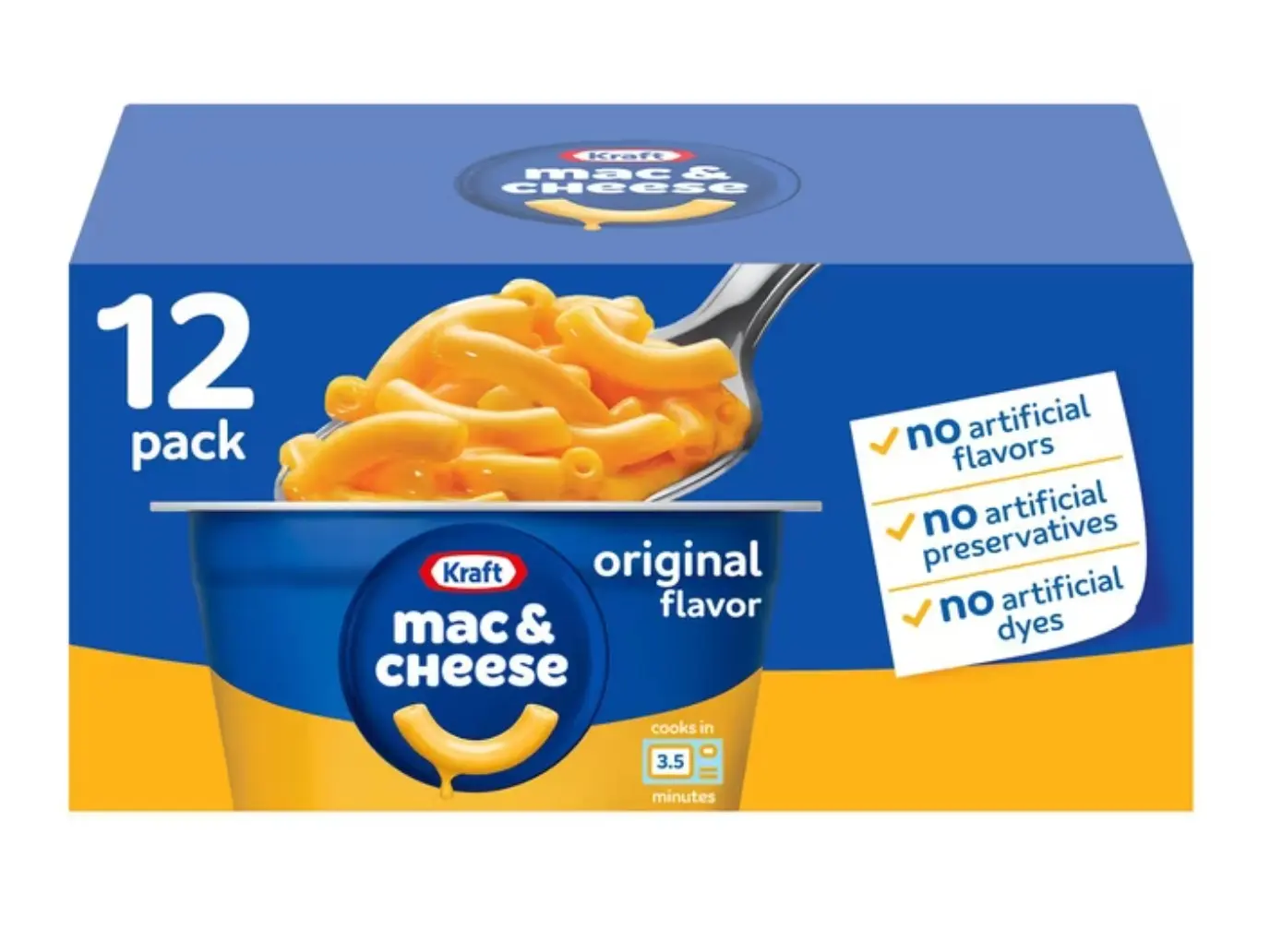Kraft Original Macaroni and Cheese Easy Microwavable Dinner, 2.05 oz., 12 Pack.