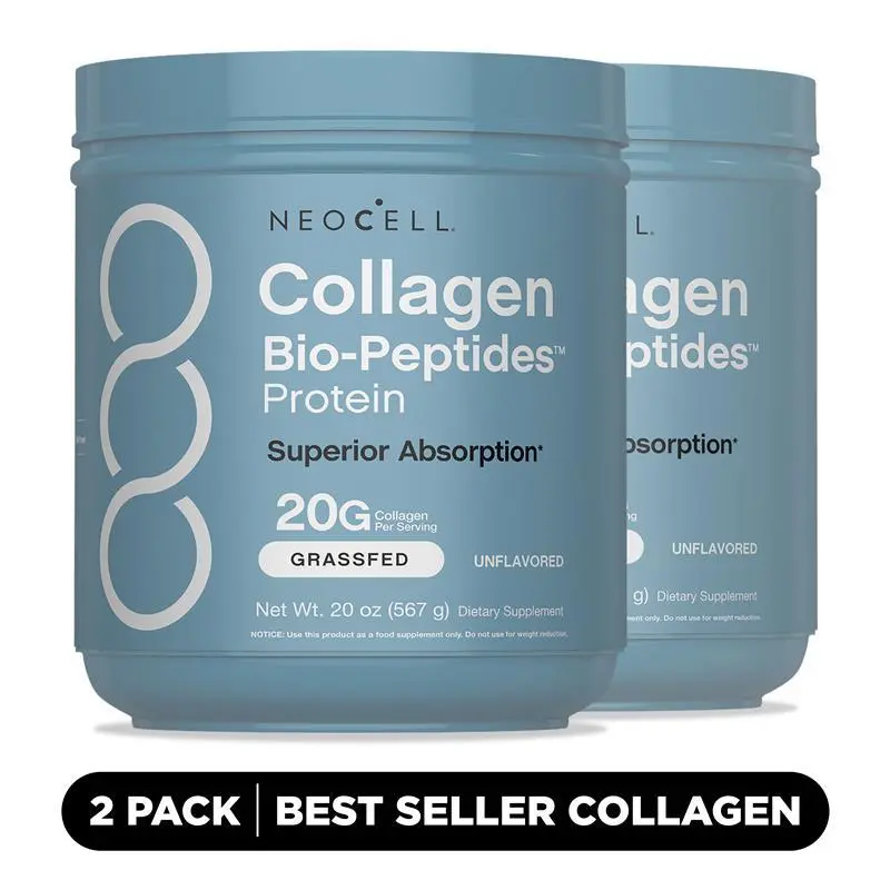NeoCell Hydrolyzed Collagen Peptides Powder, 20oz Grass-Fed Natural Protein Supplement with 18 Essential Amino Acids for Skin, Hair & Joint Support