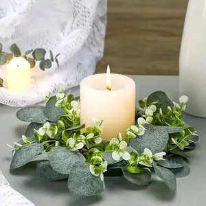 Eucalyptus Wreath, Round Artificial Flower Ring, Candlestick Decoration, Classic Desktop Ornament, Home Decor Accessory, Valentine's Day, Mother's Day, Father's Day