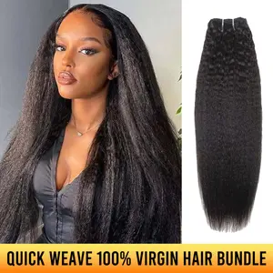 YGwigs Cambodia Virgin Hair Kinky Straight Bundles - Healthy, Natural, Tangle-Free, Durable Hair Extensions for Wigs, Weaves, and Extensions