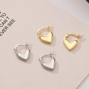 Love Heart Hoop Earrings for Women Gold Plated Earring Copper Metal Dangle Drop Earrings Jewelry Gift for Her