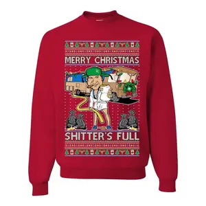 Made in USA Merry Christmas Shitter's Full Sweatshirt, Funny Christmas Vacation Sweater, Cousin Eddie Holiday Shirt, Classic Xmas Movie Parody Crewneck, Unisex Ugly Christmas Sweater