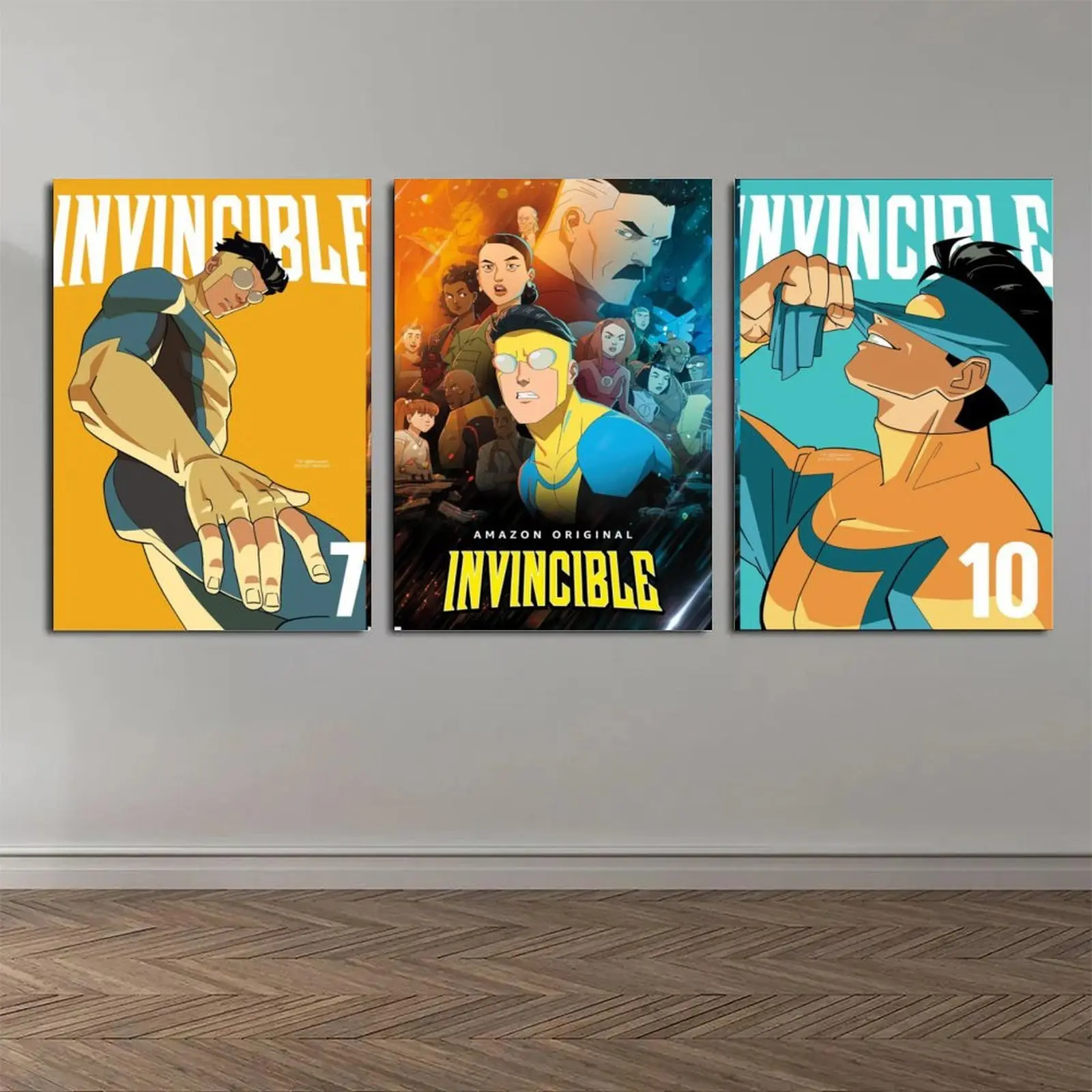 3-Piece Mark's Universe Invincible War Themed Framed Canvas Poster Print - Waterproof, Moisture-Proof Multi-Size Room Art Decoration for Teens, Living Room & Bedroom Home Decor Gift, Kitchen