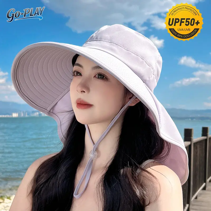 Women's 2 Ways To Wear UPF 50+ High Ponytail Sun Bucket Hat with Neck Flap | SunSafeTok BeachTok That Girl Aesthetic CoquetteTok Wide Brim UV Protection Hat | Adjustable Windproof for Beach Vacation Travel Outdoor Daily Birthday Gift for Her