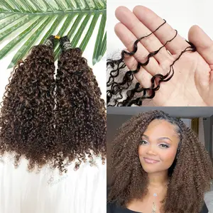 Ombre Crochet Hair 1b 4 Feather Crochet Human Hair Extensions For Black Women Ombre Knotless Braids Pre Separated Afro Kinky Curly Crochet Human Hair Bundles No Shedding