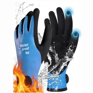 Unisex winter work gloves, 100% waterproof and warm cold storage gloves, suitable for cold weather, with super grip strength, blue