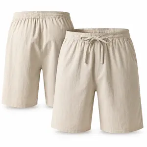 Men's Plain Relaxed-Fit Soft Fabric Casual Shorts - Lightweight, Breathable, Drawstring Elastic Waist, Pockets - Menswear for Beach Vacation Daily Comfort
