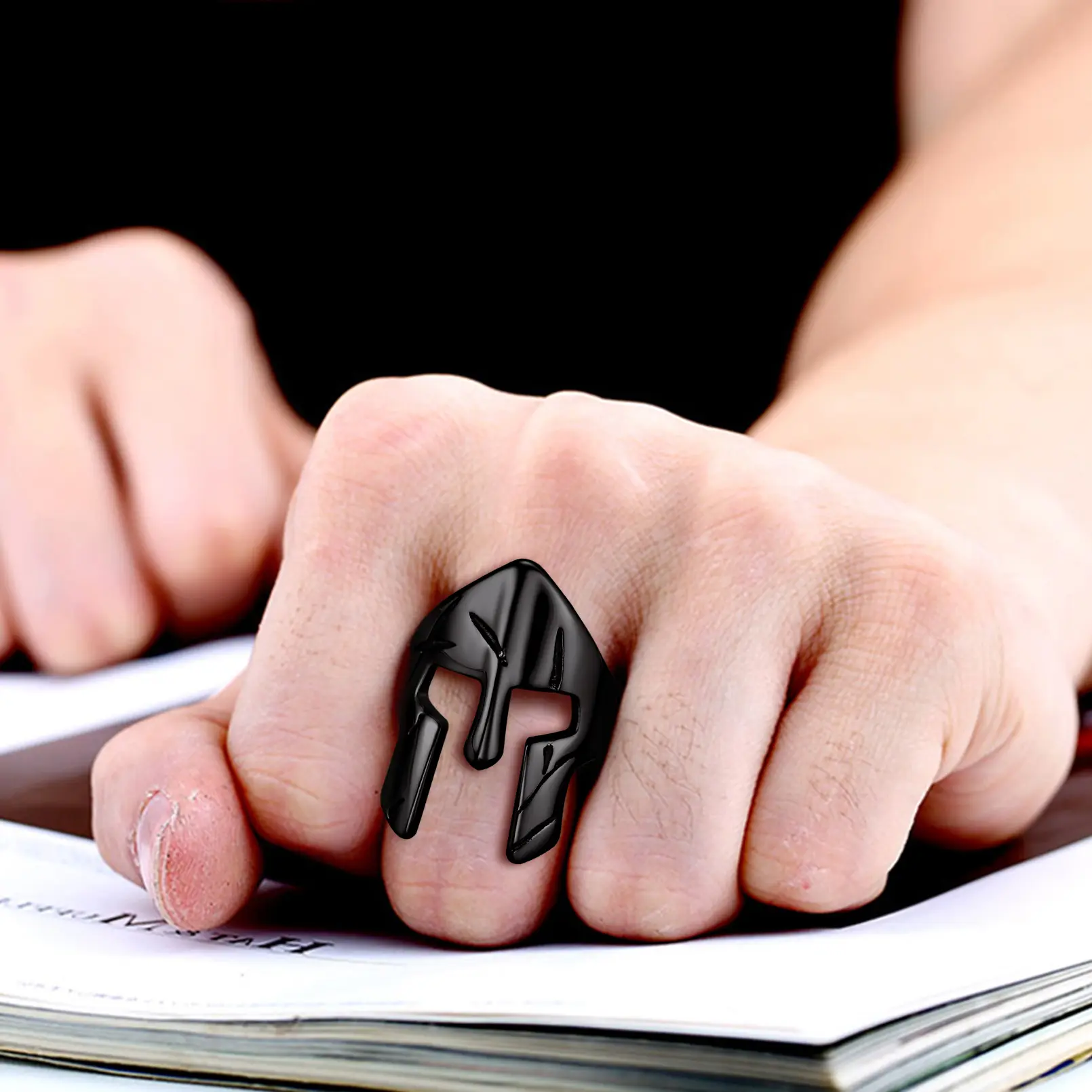 FaithHeart Spartan Helmet Ring Stainless Steel Spartan Warrior Helmet Ring