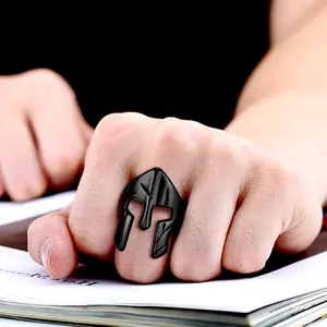FaithHeart Spartan Helmet Ring Stainless Steel Spartan Warrior Helmet Ring