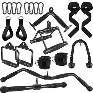 Cable Machine Attachment,Cable Attachments for Home Gym,LAT Pull Down attachments,Triceps Pull Down Attachment,Straight Pull Down Bar,Fitness Equipment Cable Accessories Set