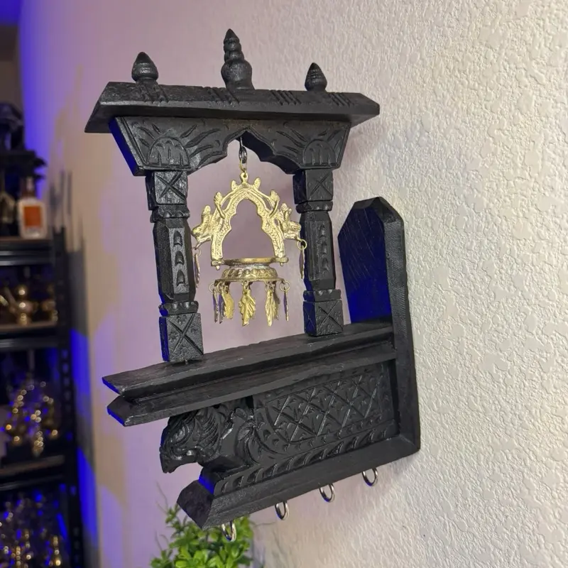 Handcrafted Wooden Key Stand with Dallu Black
