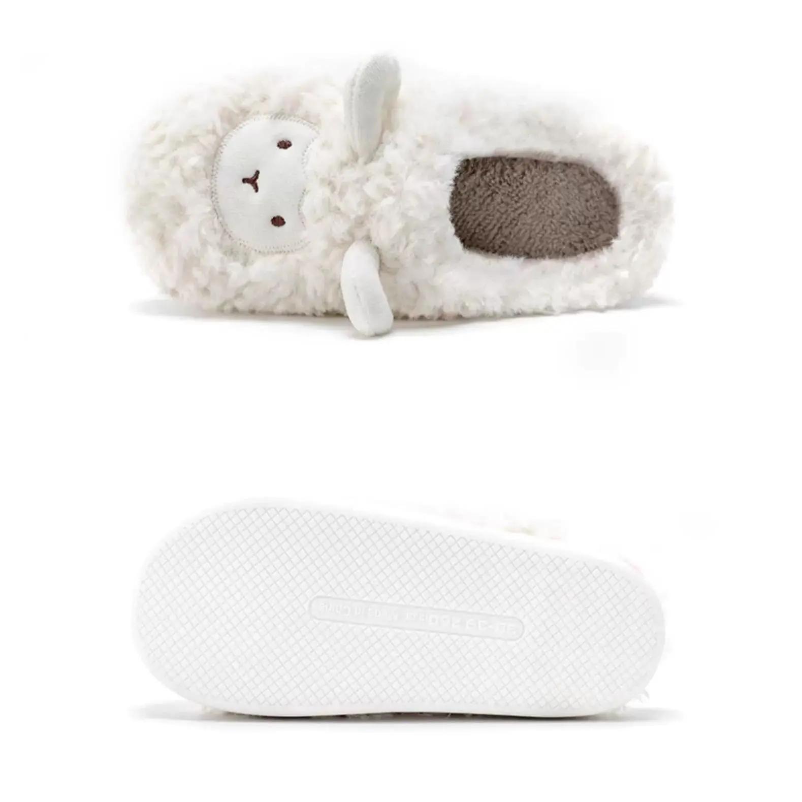 Unisex Slip-On Winter Cotton-Plush Sheep Shape Slippers - Fuzzy Texture, Plush Sheep Design, Casual Home Use Slippers, Animal Theme