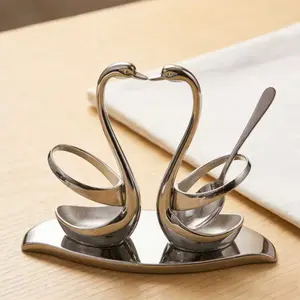 Elegant Small Silver Swan Base Holder for Coffee Bar & Dining, Perfect for Wedding & Entertaining Table Decor