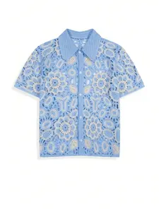 Men’s Open-Front Knit Sweater with Patterned Design, Single-Breasted Button Front, Casual Business Style, POPL Collar, European/American/Japanese/Korean