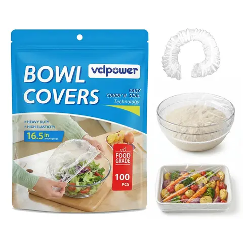 100 Pcs Reusable Sourdough Round Covers - Food-Grade BPA-Free PE Plastic Containers, Kitchen Utensils & Gadgets, Double Band, Dustproof, Fits 5-11" Bowls & Plates, Hand Wash Only, Up to 30+ Uses for Freshness