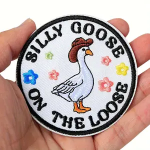 Funny "Silly Goose on The Loose" Embroidered Velcros Hook & Loop Patches - Morale Cute Animal Patch for Molle Backpacks DIY Embroidery Appliques