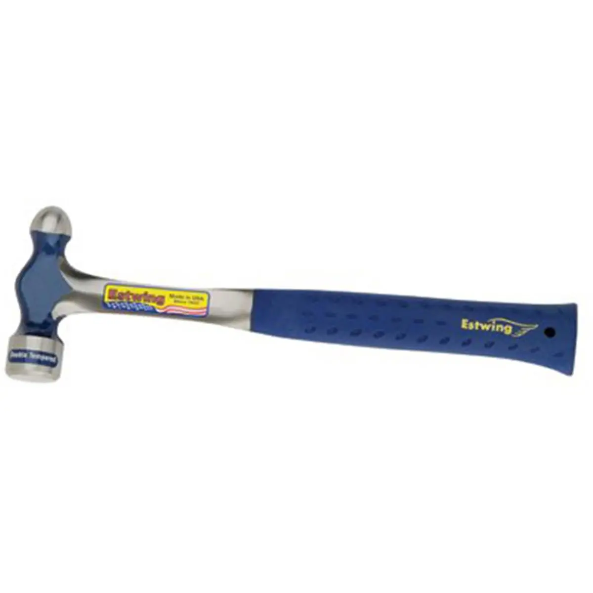 Estwing 24 oz Full Polish Steel Head Ballpein Hammer Tool - Straight Cushion Grip, Shock Reduction Handle, Model 268-E3-24BP 62781, Metal Work Hand Tool