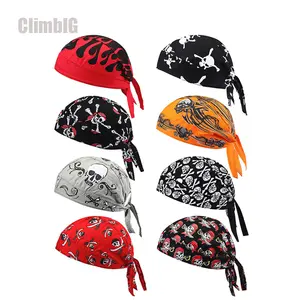2Pcs /8Pcs Skull Pirate Print Do Rag Skull Caps | MotorcycleTok CyclingTok OutdoorTok Sweat Wicking Cooling Breathable Helmet Liner Bandana | for Men Biker Cycling Motorcycle Hiking Gym Outdoor Sports
