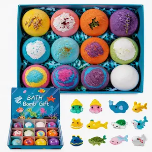 Color Changing Bath Bombs with Hidden Sea Creatures |   12-Pack Ocean Theme Spa Set, Natural Sea Salt Fizzies for Relaxing Bubble Bath, Perfect Gift for Her & Kids