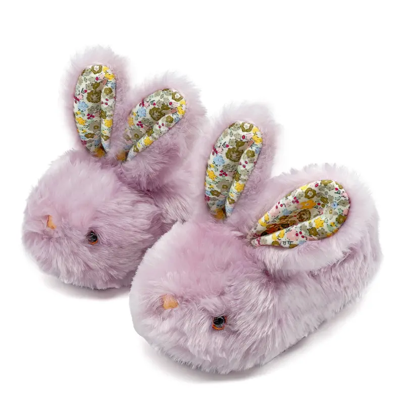 Lumubby Toddler Bunny Slippers for Girls and Boys Soft Plush Non-Slip Warm Winter Indoor Shoes with 3D Eyes and Ears Adorable Design